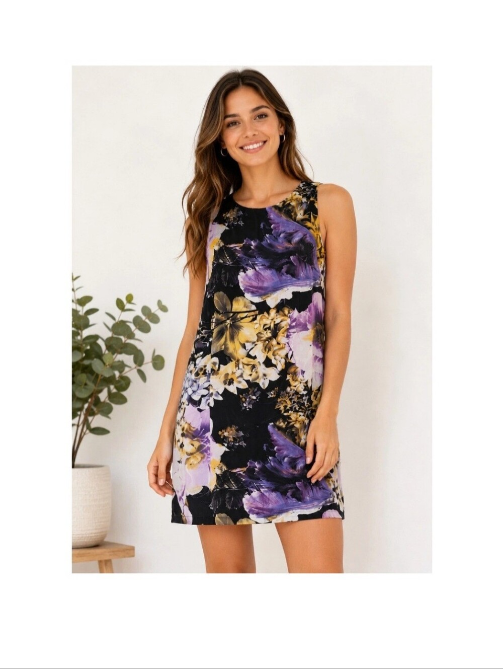 Ronni Nicole Purple and Yellow Sleeveless Tank Top